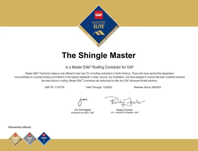 GAF Master Elite Contractor